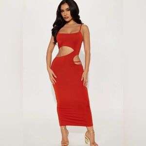 Fashion Nova Isabela Mini Dress In Rust-Size L NWT💋